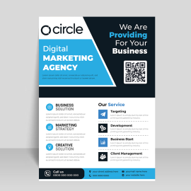 Flyer with qr code simple design vector