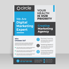 Blue grey corporate flyer template