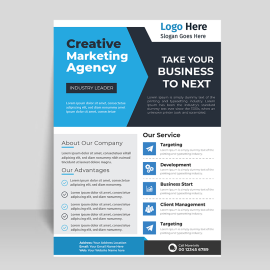 Blue black vector leaflet design