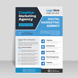 Blue black vector leaflet design