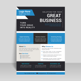 Black and blue vector brochure template