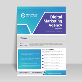 Blue grey vector leaflet design template