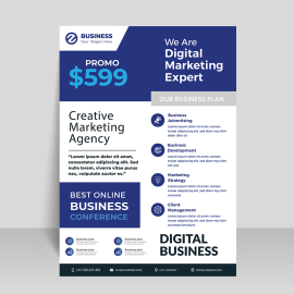 Discount blue vector flyer template design