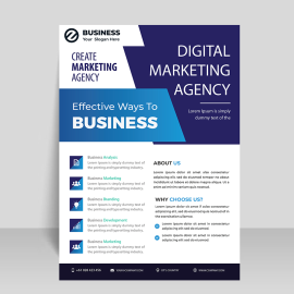 Blue corporate vector flyer template for free