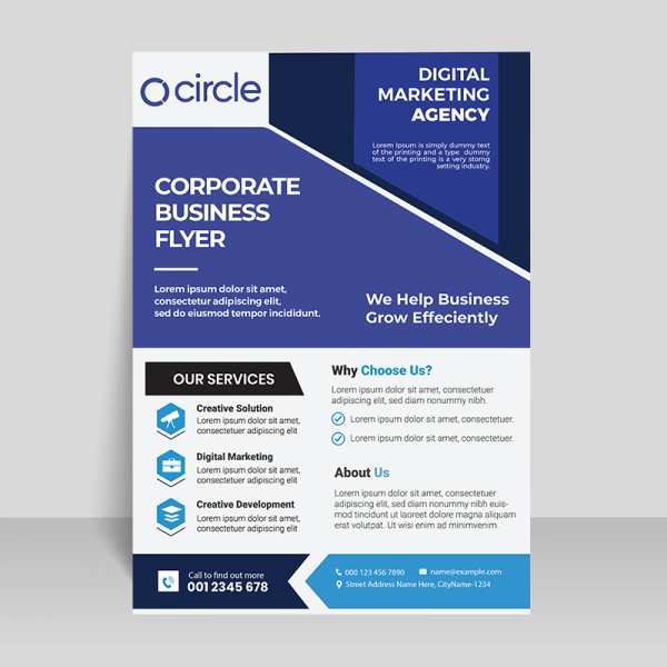 Blue corporate business brochure flyer template - freepng