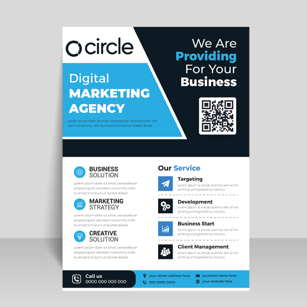 Flyer with qr code simple design vector - freepng