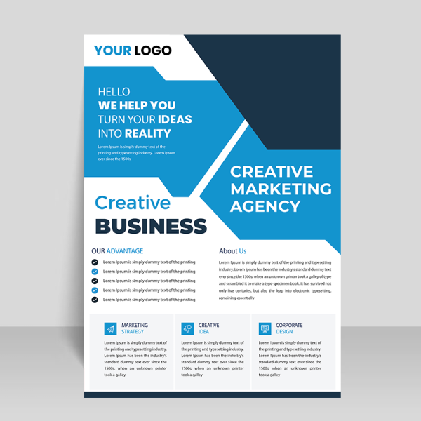 Blue abstract vector leaflet design - freepng