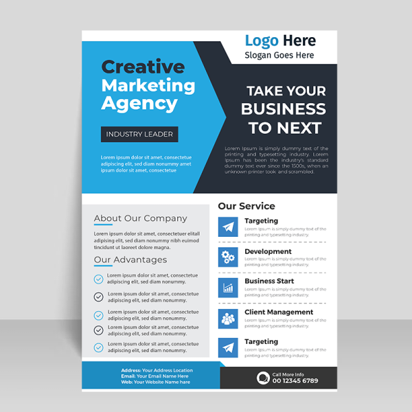 Blue black vector leaflet design - freepng