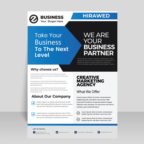 Blue black business leaflet design - freepng