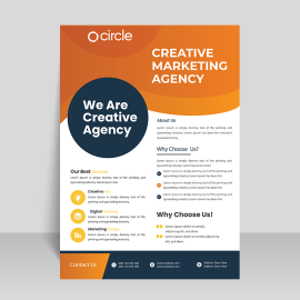 Orange black corporate vector flyer design