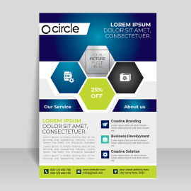 Blue green sales flyer vector template