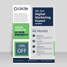 Green brochure flyer template vector for free