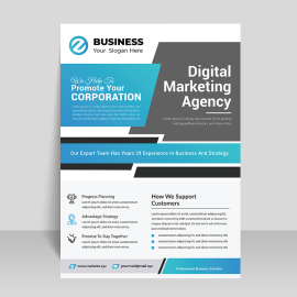 Gradient blue grey vector flyer template