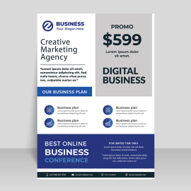 Discount blue grey flyer template design