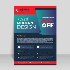 Sales flyer design with 50% off discount