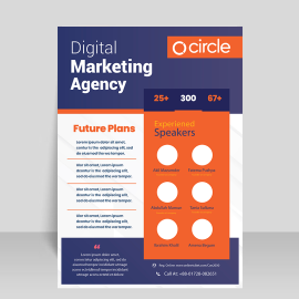 Flyer template orange purple abstract leaflet with photos