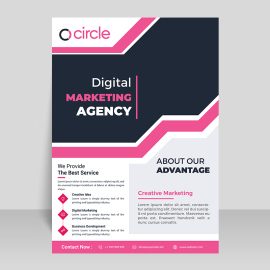 Vibrant pink color Flyer poster vector template