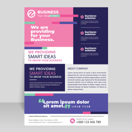Pink blue abstract colorful leaflet flyer design