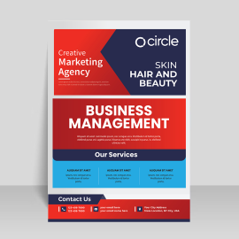 Business management red simple flyer brochure
