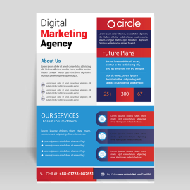 Colorful info leaflet vector for free