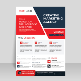 Red black clean corporate leaflet design vector