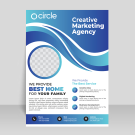 Blue wave abstract flyer design ready to rpint