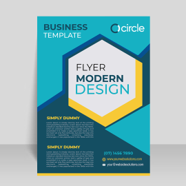 Geometric shapes flyer design vector for free