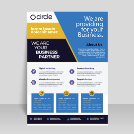 Blue yellow professional abstract flyer template