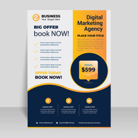 Discount yellow blue corporate vector flyer template
