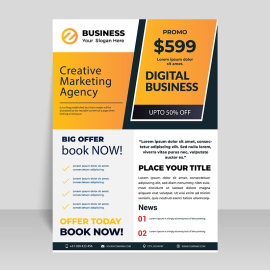 Yellow black vector flyer design template