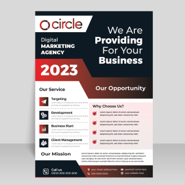 Black dark theme vector flyer template