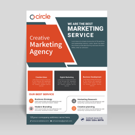 Orange abstract flyer template vector for free