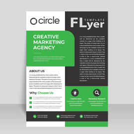 Green and black flyer design vector for free