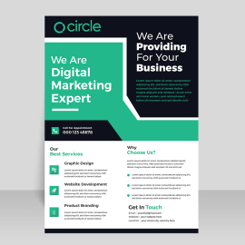 Teal and black flyer template vector