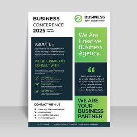 Green black professional flyer design vector for free