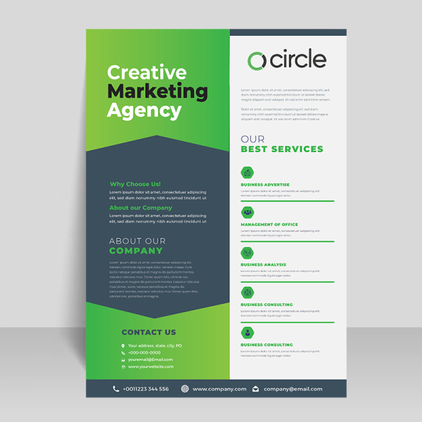 Marketing agency green ready to print digital flyer - freepng