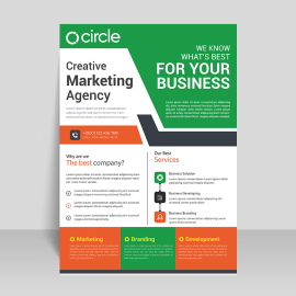 Green and orange vector leaflet template