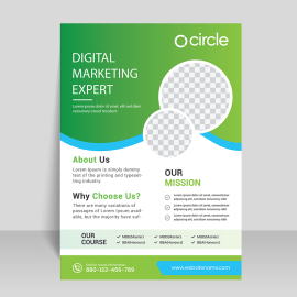 Light green flyer brochure in a creative look with photos