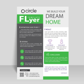 Green construction flyer design vector