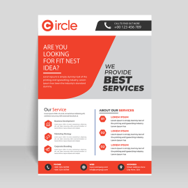 Corporate red grey flyer template vector for free