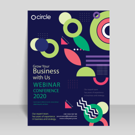 Colorful abstract shapes flyer design for business conference