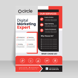 Red black digital geometric flyer for free