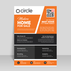 Orange business flyer template poster brochure
