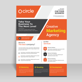 Orange white minimalistic leaflet template