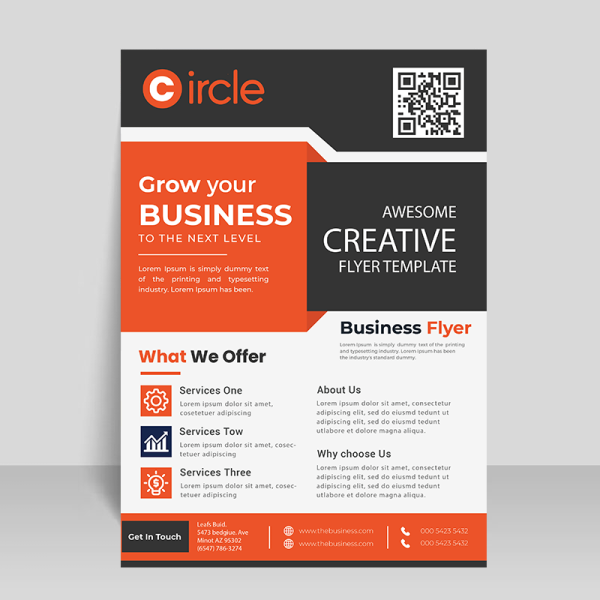 Black orange flyer template for free - freepng