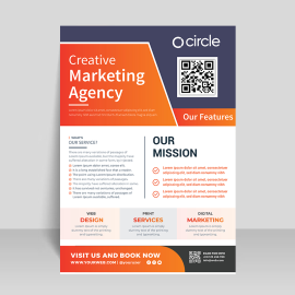 Orange abstract flyer design for multi purpose use