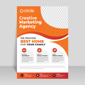 Flat orange poster flyer simple modern ready to print