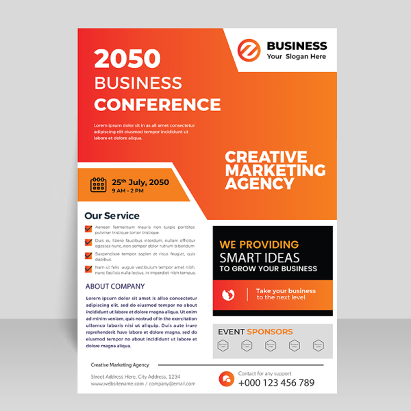 Orange business leaflet vector template - Free Png Images