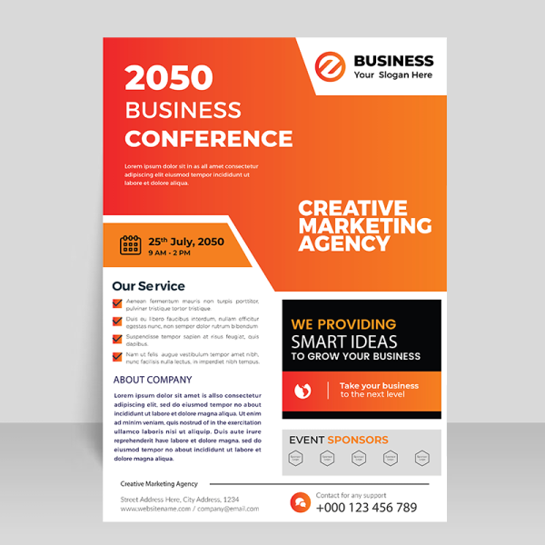 Orange business leaflet vector template - freepng