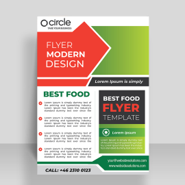 Simple abstract concept orange green flyer design vector